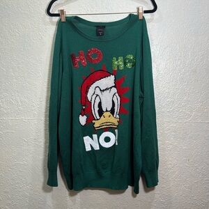 Torrid Disney Donald Duck Green Sequin Holiday Sweater Size 3 Plus Size